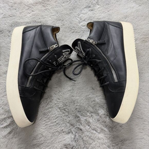 Giuseppe zanotti men\'s high top sneakers Zip Black Leather Shoes Size 44 / 11 main image 7